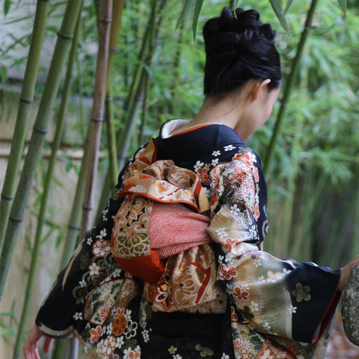 Hand Crafted Upcycled Vintage Mushroom Print 100% Silk Obi Style Sash Waist Belt Making a Reversible Sash Belt from Vintage Kimonos - KeiMade  main image 3