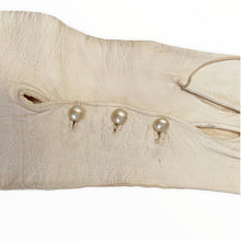 Load image into Gallery viewer, Above Elbow 1920s Ivory Mousequetaire Opera Gloves with Pearl Buttons Size Extra Small - ShopCurious