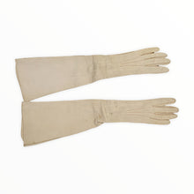 Load image into Gallery viewer, Above Elbow 1920s Ivory Mousequetaire Opera Gloves with Pearl Buttons Size Extra Small - ShopCurious
