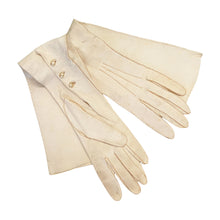 Load image into Gallery viewer, Above Elbow 1920s Ivory Mousequetaire Opera Gloves with Pearl Buttons Size Extra Small - ShopCurious