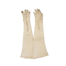 Load image into Gallery viewer, Above Elbow 1920s Ivory Mousequetaire Evening Gloves Size Medium - ShopCurious