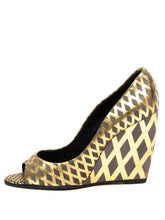 Load image into Gallery viewer, Metallic Open Toe Stiletto Heels Sandals Gold Leather - shopcurious