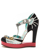 Load image into Gallery viewer, T-Strap Platform Court Heels Multicolour Patent Leather - shopcurious
