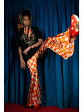 Load image into Gallery viewer, Fleet Flares in Labrynth Print on Silk Satin by Klements - ShopCurious