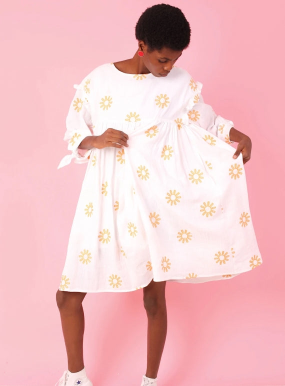 green emerald velvet dress Kingston Dress with Sun Embroidery by LF Markey