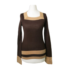 Load image into Gallery viewer, 1960s Biba Square Necked Brown Knitted Top - ShopCurious
