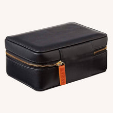 Load image into Gallery viewer, Amelia Leather 3-piece Jewellery Storage Gift Set - Jet & Soft Sand - shopcurious