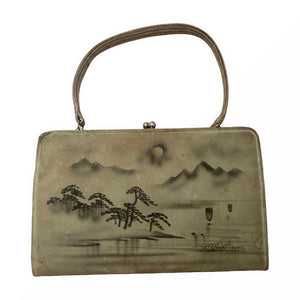 Hand Painted Japanese Style Antique Butterfly Handbag with Pockets and Accessories - ShopCurious