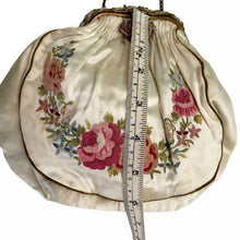 Load image into Gallery viewer, Antique Ivory Satin Tambour Embroidered Evening Bag - ShopCurious
