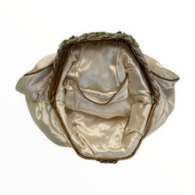 Load image into Gallery viewer, Antique Ivory Satin Tambour Embroidered Evening Bag - ShopCurious