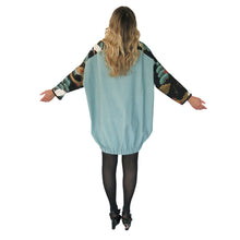 Load image into Gallery viewer, Arcadia Puff Back Dress - Black and Peppermint with Jet Bead Trim - shopcurious