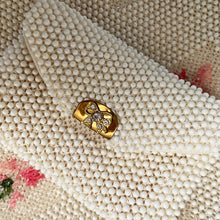 Load image into Gallery viewer, Lemured Petite-Bead Pink and Cream Beaded Flower Bag and Mirror Purse - ShopCurious