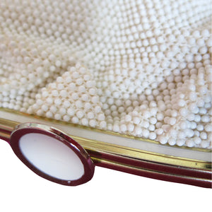 Lemured Petite-Bead Cream Beaded Bag and Mirror Purse - ShopCurious