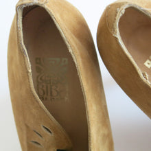 Load image into Gallery viewer, Vintage Biba Mustard Suede Court Shoes with Flower Detail Strap - ShopCurious