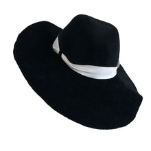 Load image into Gallery viewer, Biba Black Felt Hat with White Grosgrain Ribbon - ShopCurious
