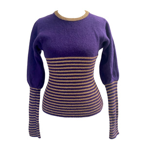 Vintage Biba Purple and Gold Lurex Stripe Sweater - ShopCurious
