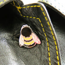 Load image into Gallery viewer, Black Leather 1970s Bill Gibb Waistcoat with Bumblebee Buttons and Collar - ShopCurious