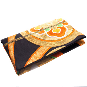 Butterflies and Flowers: Upcycled Obi Envelope Clutch/Shoulder Bag - ShopCurious