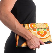Load image into Gallery viewer, Butterflies and Flowers: Upcycled Obi Envelope Clutch/Shoulder Bag - ShopCurious