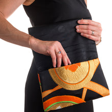 Load image into Gallery viewer, Butterflies and Flowers: Upcycled Obi Envelope Clutch/Shoulder Bag - ShopCurious