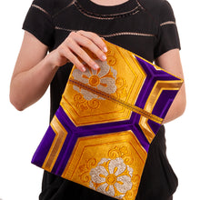 Load image into Gallery viewer, Complementary Harmony: Upcycled Obi Envelope Clutch/Shoulder Bag - ShopCurious