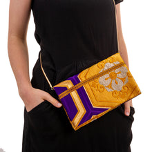 Load image into Gallery viewer, Complementary Harmony: Upcycled Obi Envelope Clutch/Shoulder Bag - ShopCurious
