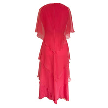 Load image into Gallery viewer, Schworm Modell coral pink tiered chiffon dress - ShopCurious
