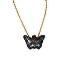 Load image into Gallery viewer, Diane Von Furstenberg Vintage 1970s Ceramic Butterfly Pendant and Chain - ShopCurious