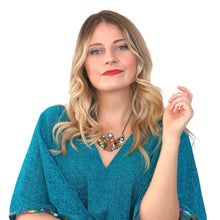 Load image into Gallery viewer, Mystique Kaftan - Turquoise with Multicolour Sequin Trim - shopcurious