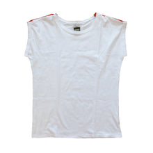 Load image into Gallery viewer, Euphoria T-Shirt - White with Orange Epaulette - shopcurious

