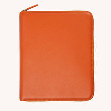 Load image into Gallery viewer, The First Class Leather Tech Case - Amber Orange & Sky Blue - shopcurious