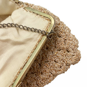 Flecked Gold and Cream Wool Hand Crocheted Vintage Evening Bag - ShopCurious