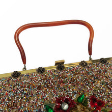 Load image into Gallery viewer, 1950s Souré Beaded Bag with Rose Embellishment - ShopCurious