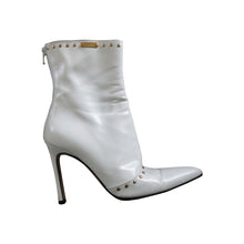 Load image into Gallery viewer, Gina White Studded Stiletto Ankle Boots - ShopCurious