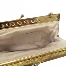 Load image into Gallery viewer, Gold and White Vintage Beaded Bag - ShopCurious