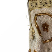 Load image into Gallery viewer, Gold and White Vintage Beaded Bag - ShopCurious
