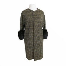 Load image into Gallery viewer, Couture Metallic Knit Vintage Evening Coat with Fur Cuffs - ShopCurious