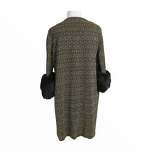 Load image into Gallery viewer, Couture Metallic Knit Vintage Evening Coat with Fur Cuffs - ShopCurious