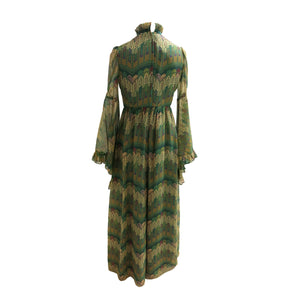 Clothes by Samuel Sherman Vintage 1970s Angel Sleeve Maxi Dress - ShopCurious