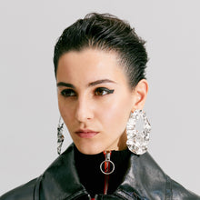 Load image into Gallery viewer, White Gold FOLD Hoop Earrings - ShopCurious