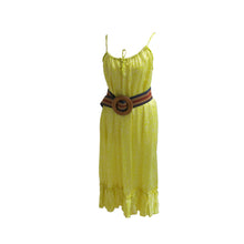Load image into Gallery viewer, Printed Yellow Silk Spaghetti Strap Sundress - ShopCurious