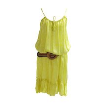 Load image into Gallery viewer, Printed Yellow Silk Spaghetti Strap Sundress - ShopCurious
