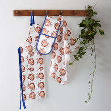 Load image into Gallery viewer, Crab Print Apron - Blue Straps - shopcurious