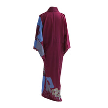 Load image into Gallery viewer, Abstract Art Violet Vintage Kimono - ShopCurious