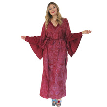 Load image into Gallery viewer, Lotus Kaftan in Burgundy with Contrasting Trim - shopcurious
