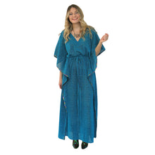 Load image into Gallery viewer, Mystique Kaftan in Turquoise with Sequin Trim - shopcurious
