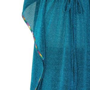 Mystique Kaftan - Turquoise with Multicolour Sequin Trim - shopcurious