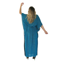 Load image into Gallery viewer, Mystique Kaftan - Turquoise with Multicolour Sequin Trim - shopcurious