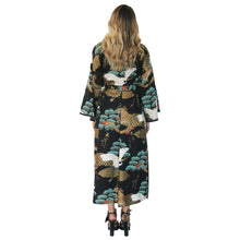 Load image into Gallery viewer, Nirvana Kimono Gown - Black and Gold with Jet Bead Trim - shopcurious