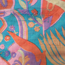 Load image into Gallery viewer, Nirvana Kimono Gown - Turquoise/Multicolour with Velvet Trim - shopcurious